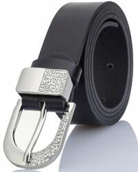 Gracio Öv Női Bőr Öv Hosszú Nadrághoz, Ruhához, Pulóverhez Fekete Széles 3cm (PASEK DAMSKI SKÓRZANY)