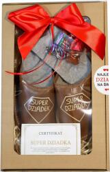 Nowo Férfi Bőr Papucs, Nagyapa Ajándék, zokni szett, Size 41-46 (Personalizowane kapcie dla DZIADKA napis)