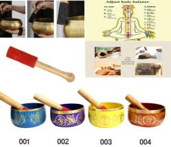  Bol Muzical Tibetan 5 Metale - Chakre - cu Bat - 12x12x6 cm - 1 Buc Castron
