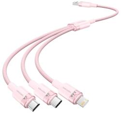 Vention USB-A 2.0/M -> USB-C/Lightning/Micro USB-B, 1, 5m, (pink, 3A, 3in1), kábel (CTPPG) - tonerpiac