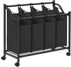 Songmics Coș de rufe pe roți SONGMICS, 140L, 4 compartimente, negru (LSF005)