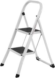 SONGMICS Scară pliabilă oțel 2 trepte, antiderapantă, 150 kg, albă (GSL12WT)