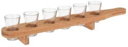 Excellent Houseware 7 részes pálinkás pohár készlet bambusz tálcán, 6 db pohárral (HM-00684)