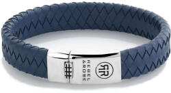Rebel&Rose Kék bőr karkötő Braided Flat 925 Blue RR-L0151-S 17, 5 cm - M