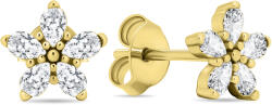 Brilio Silver Csillogó aranyozott fülbevaló átlátszó cirkónium kövekkel Virágok EA591Y