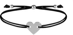 Troli Zsinór karkötő szívvel fekete / acél