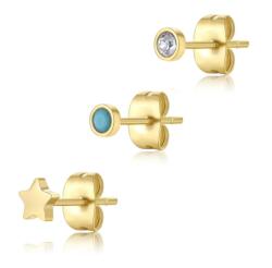 S'Agapõ S`Agap? Három darabos aranyozott fülbevaló szett Glam CLICK SCK167