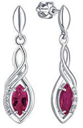 Soliter Brilio Silver Ezüst lógó fülbevaló vörös kristályokkal 436 001 00573 04