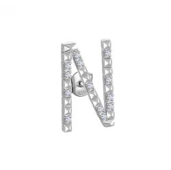 Rosato Ezüst single fülbevaló cirkónium kövekkel N betű Cubica RZCU40 - 1 db