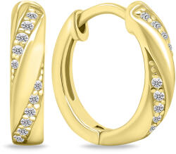 Brilio Silver Stílusos aranyozott karika fülbevaló átlátszó cirkónium kövekkel EA689Y