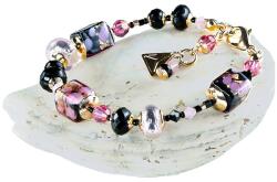 Lampglas Romantikus karkötő 24 karátos arannyal és sterling ezüsttel Sakura Cubes Lampglas BCU46 gyöngyből