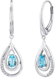 Silvego Luxus ezüst fülbevaló világoskék topázzal és cirkónium kövekkel FWE10130LBT
