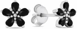 Brilio Silver Bájos ezüst fülbevaló fekete cirkónium kövekkel Virágok EA591WBC