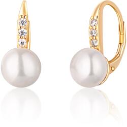 JwL Luxury Pearls Sárga aranyozott fülbevaló gyöngyökkel és cirkónium kövekkel JL0769
