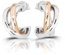 Modesi Elegáns ezüst bicolor karika fülbevaló M23092