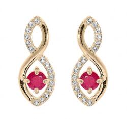 Troli Bájos aranyozott fülbevaló rózsaszín cirkónium kövekkel PO/SE09089C