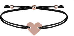 Troli Zsinór karkötő szívvel fekete / bronz
