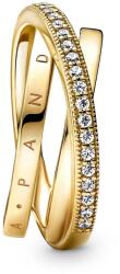 Pandora Aranyozott, összefont gyűrű cirkónium kövekkel Pavé 169057C01 56 mm