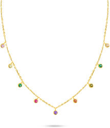 Brilio Silver Aranyozott nyaklánc színes cirkónium kővel NCL60Y