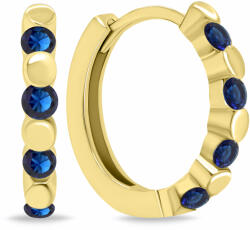 Brilio Silver Stílusos aranyozott karika fülbevaló kék cirkónium kövekkel EA676YB