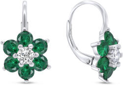 Brilio Silver Finom ezüst fülbevaló zöld cirkónium kövekkel Virágok EA307WG