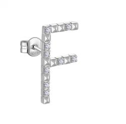 Rosato Ezüst single fülbevaló cirkónium kövekkel F betű Cubica RZCU32 - 1 db