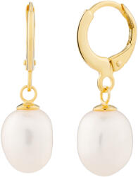 Preciosa Gyengéd aranyozott karika fülbevaló folyami gyönggyel Pearl Heart 5357Y01