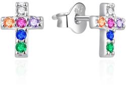 Agato Ezüst fülbevaló Kereszt színes cirkónium kövekkel AGT-E169PC