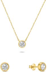 Brilio Silver Modern, aranyozott ékszerkészlet cirkónium kövekkel SET220Y (fülbevaló, nyaklánc)