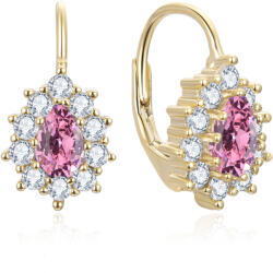 Beneto Aranyozott fülbevaló rózsaszín cirkónium kövekkel AGUC3298P-GOLD