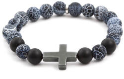 Agato Beneto Achát és hematit gyöngy karkötő MINK53 17 cm