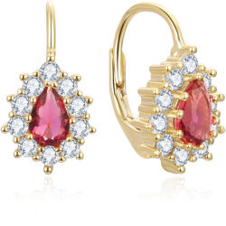 Beneto Aranyozott fülbevaló piros cirkónium kövekkel AGUC3298R-GOLD