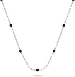 Brilio Silver Ezüst nyaklánc fekete golyókkal NCL112WBC