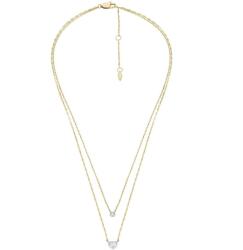 Fossil Dupla aranyozott kristály nyaklánc JF04357998