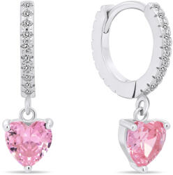 Brilio Silver Ezüst karika fülbevaló cirkónium szívecskékkel EA635WP