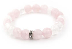 Agato Beneto Gyöngy karkötő rózsakvarcból és repedezett kristályból MINK14/17