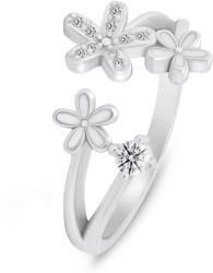 Brilio Silver Bájos nyitott gyűrű Virágok cirkónium kövekkel RI125W 60 mm