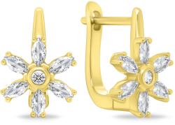 Brilio Silver Csillogó aranyozott fülbevaló Virágok cirkónium kövekkel EA352Y