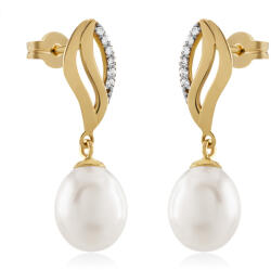 Brilio Elegáns arany fülbevaló gyöngyökkel 14/467.002/3ZIR