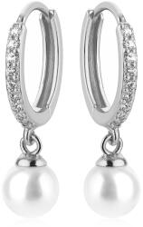 Troli Acél karika fülbevalók kristályokkal és gyönggyel 2 az 1 -ben VREPE003SI