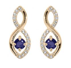 Troli Bájos, aranyozott fülbevaló kék cirkónium kövekkel PO/SE09089B