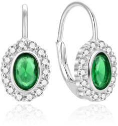 Beneto Divatos ezüst fülbevaló zöld cirkónium kővel AGUC1810L