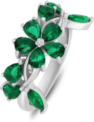 Brilio Silver Feltűnő ezüst gyűrű zöld cirkónium kövekkel RI066WG 58 mm