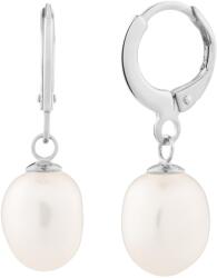 Preciosa Finom ezüst karika fülbevaló folyami gyöngyökkel Pearl Heart 5357 01