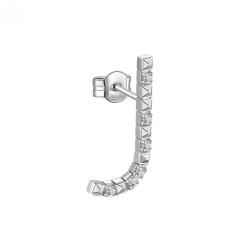 Rosato Ezüst single fülbevaló cirkónium kövekkel J betű Cubica RZCU36 - 1 db
