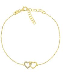 Brilio Silver Gyengéd ezüst karkötő Összekapcsolt szívek BRC115Y