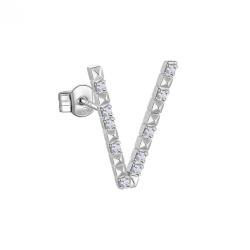 Rosato Ezüst single fülbevaló cirkónium kövekkel V betű Cubica RZCU48 - 1 db