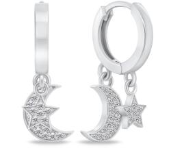 Brilio Silver Gyönyörű karika fülbevaló cirkónium kövekkel EA841W