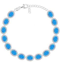 Brilio Silver Gyönyörű ezüst karkötő szintetikus opálokkal BRC127WB