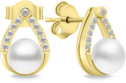 Brilio Silver Bájos, aranyozott fülbevaló gyöngyökkel és cirkónium kövekkel EA615Y